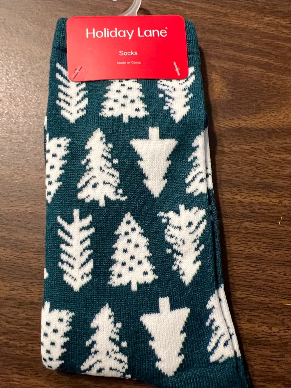 NWT Holiday Lane Men’s Green & White Tree Pattern Socks